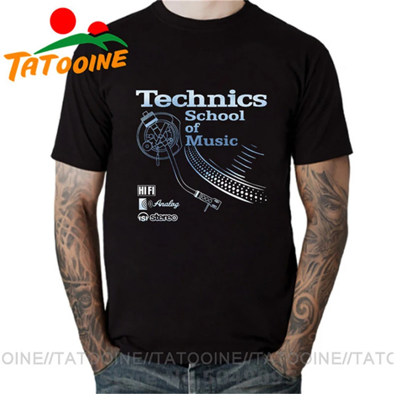 

Tatooine Retro Deejay shirt Long Play tshirt Technics School of Music T shirt men Vintage DJ music T-shirt Hot Fashion Tops