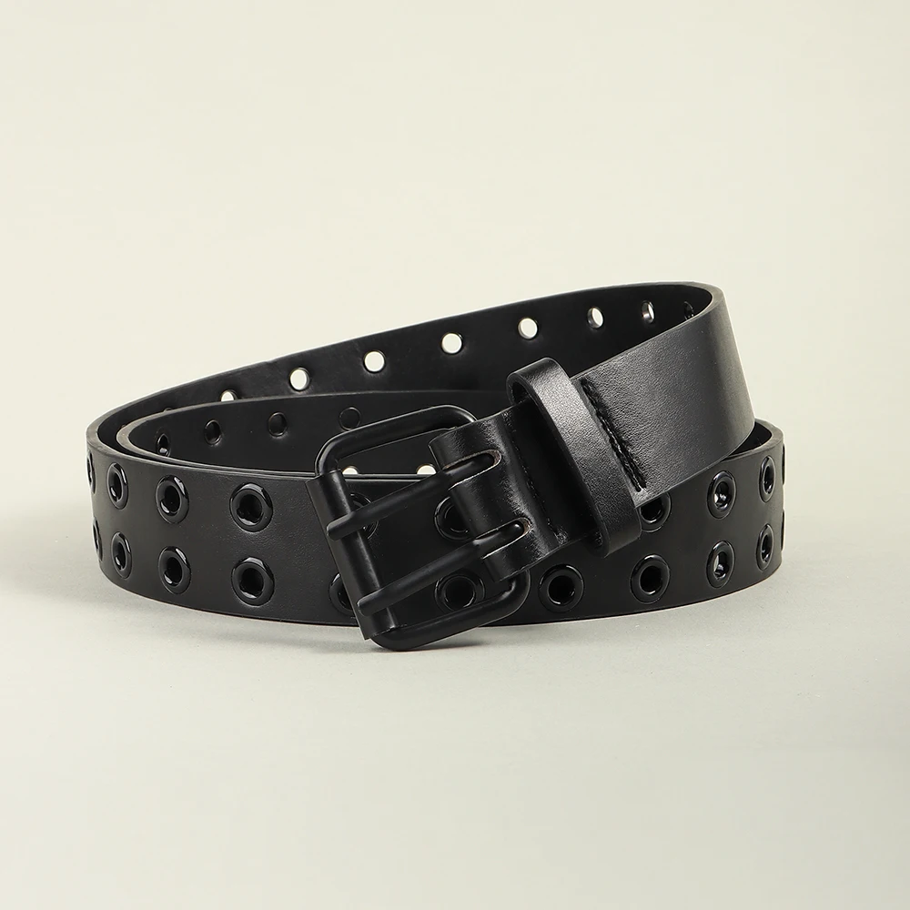 black Belts Women PU Leather Western Y2K Girls Belt for Jeans Men