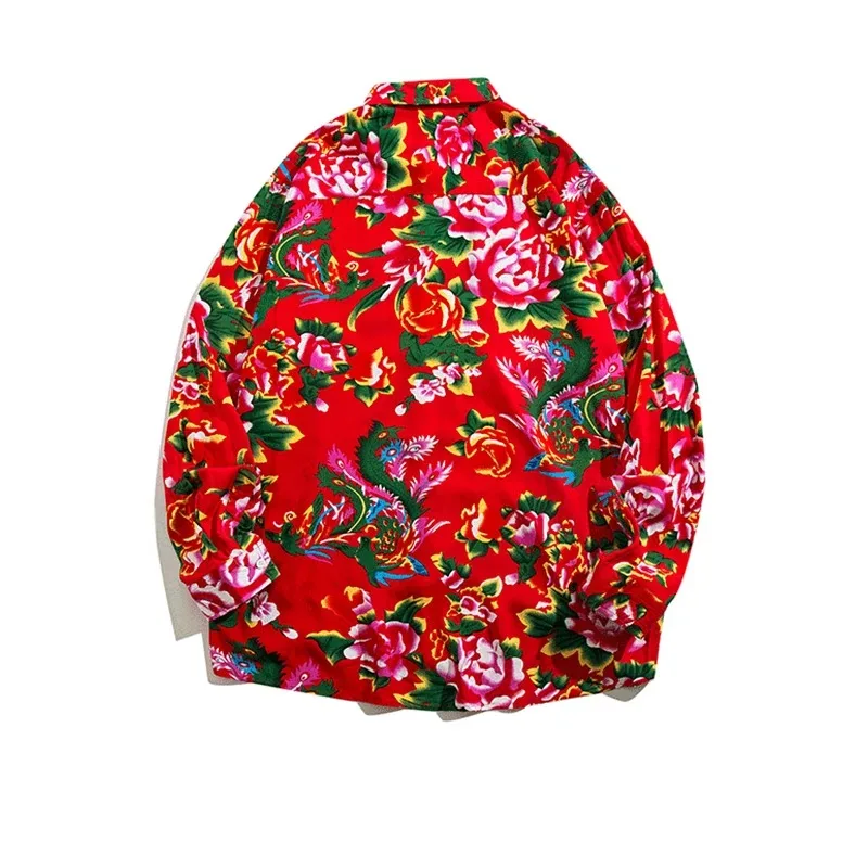 Men's Flower Shirt Northeast Traditional Festival Men's Trend Versatile Fashion Versatile Fun Big Flower Printed Shirt