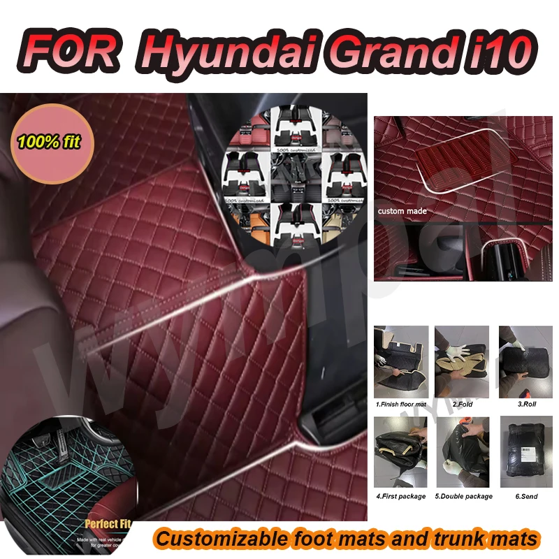 

LUXURY Custom Automotive Car Floor Mats For Hyundai Grand i10 2020 2021 2022 2023 Auto Luxury Leather