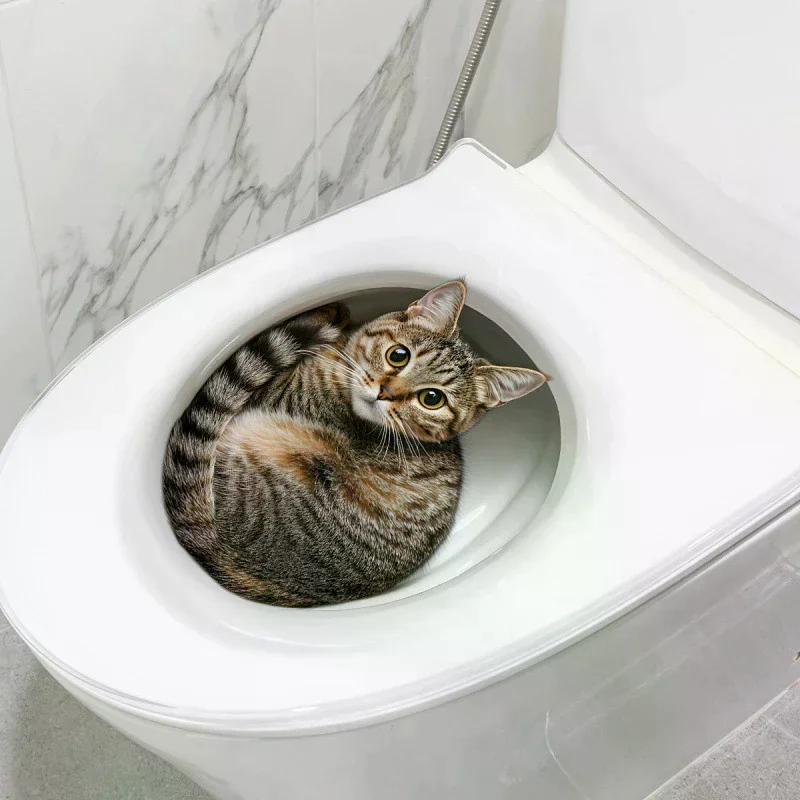Stiker Toilet Kucing Lucu 3D, - Jet Home Bathroom Accessories ulasan dan harga