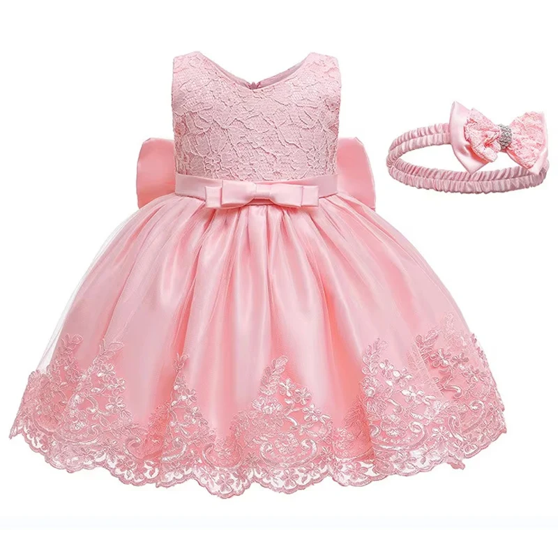 Baby Girl Christmas Dress Birthday Party Princess Dresses Cute New Kids Evening Costume  Wedding Dresses With Bow