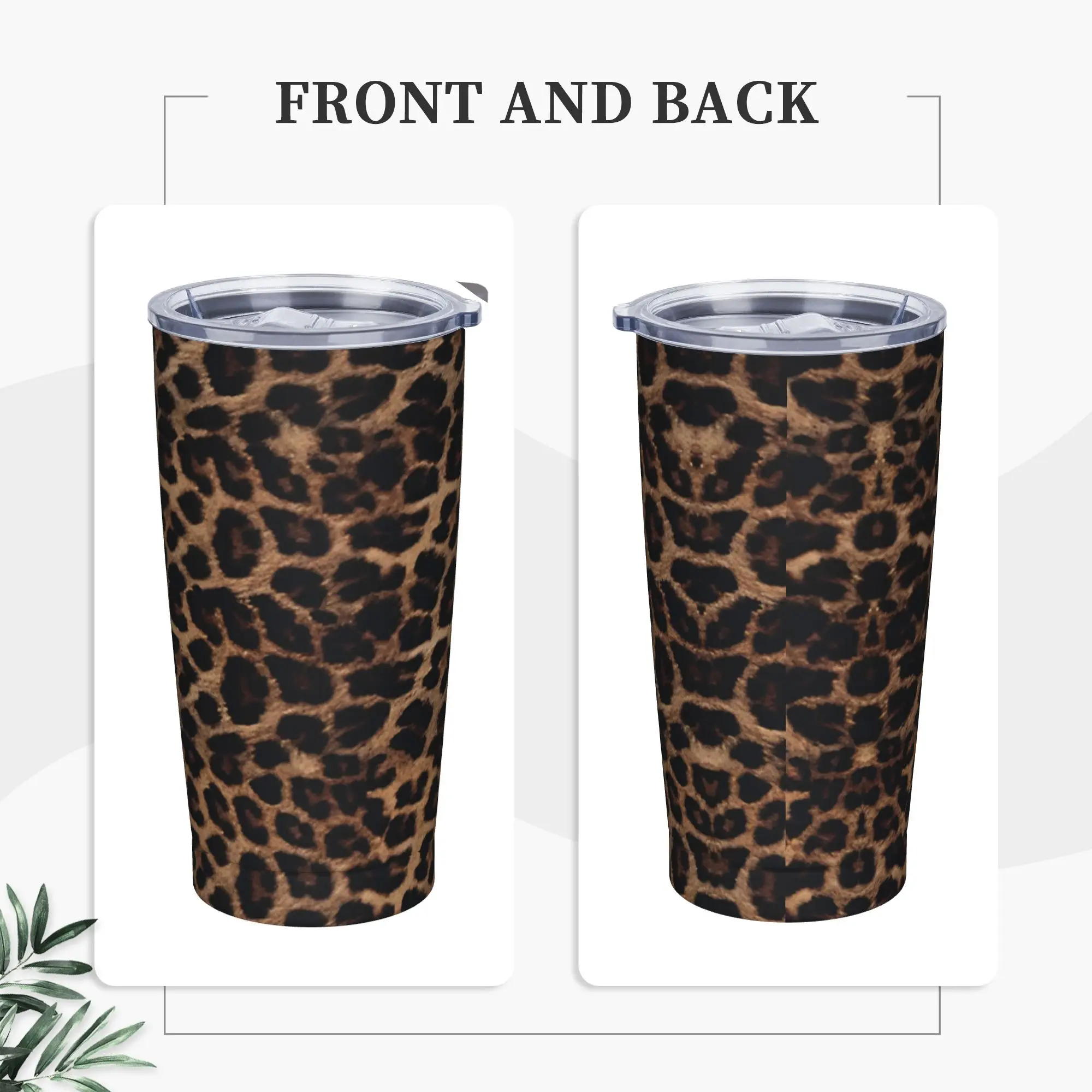 Leopard Print Tumbler Vacuum Insulated  Coffee Cups Vacuum Flask Double Wall Mug Water Bottle, 20oz Simulated Print