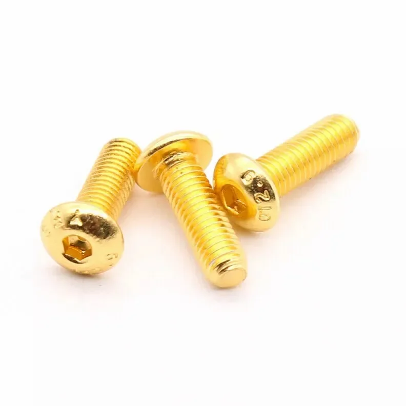 M2 M2.5 M3 M4 M5 チタン合金鋼メッキゴールドボタンヘッドソケットキャップネジ六角ボルトバイクオートバイモデル