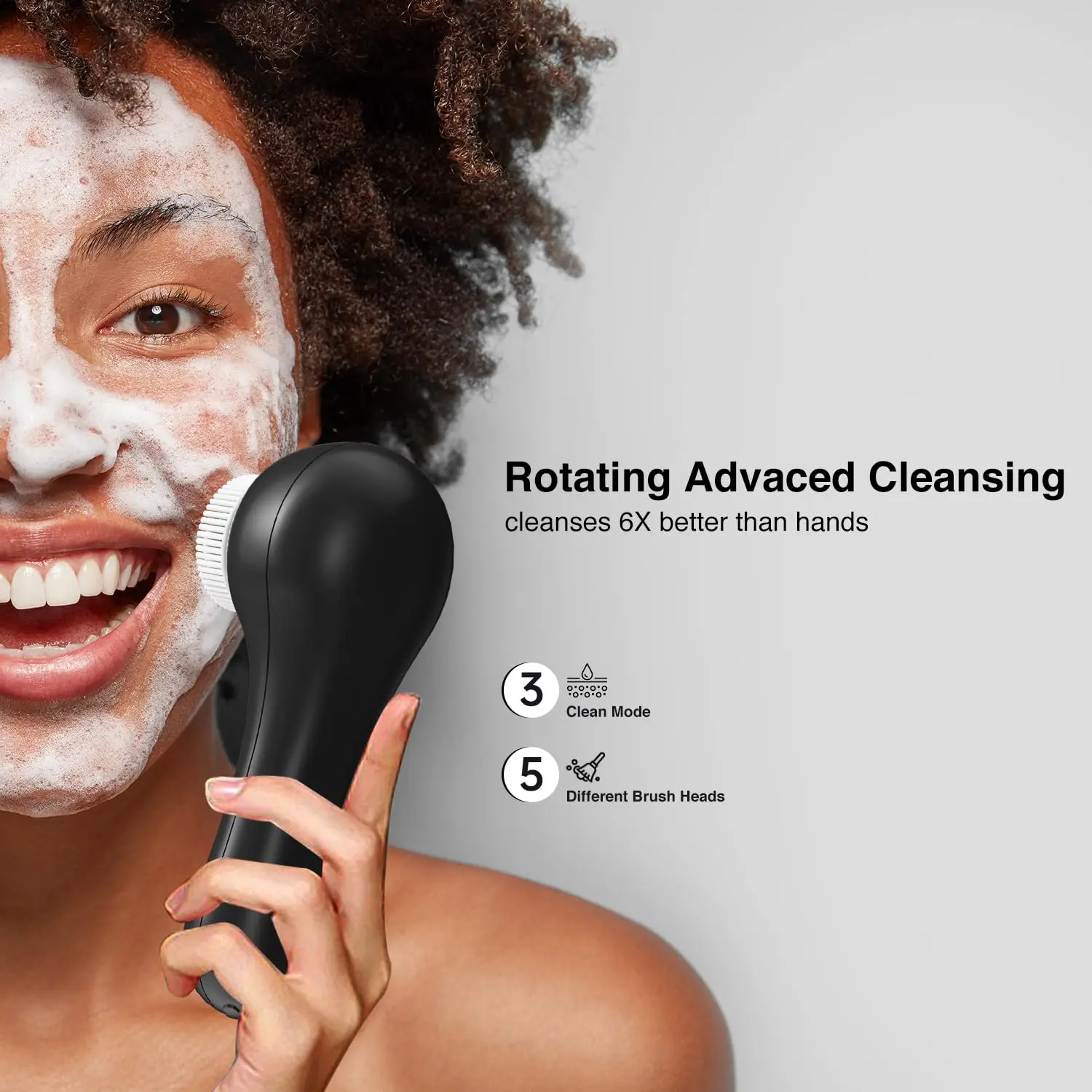 Electric Face Scrubber Exfoliator Facial Cleansing Brush with 5 Brush Heads for Exfoliating Massaging and Deep Cleansing