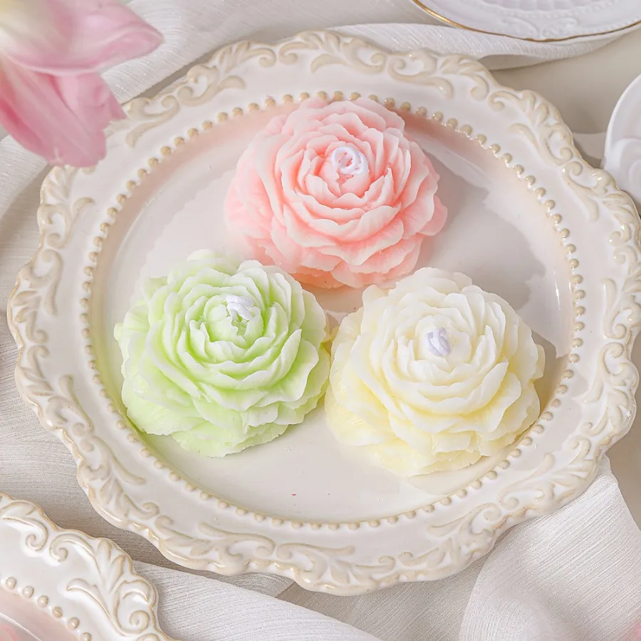 1pc Peony Flower Aromatherapy Candle Holiday Decoration Bridesmaid Gift Box Packaging Birthday Gift Wedding Keepsake Easter Gift