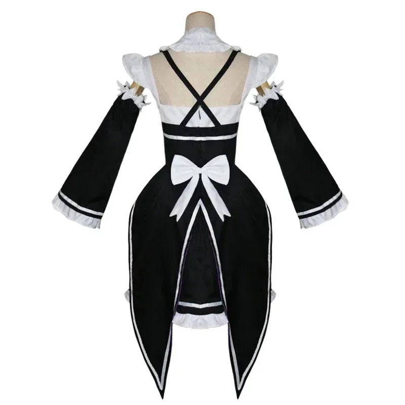 Nuovo 2025 Anime Ram/Rem Cosplay Re Life In A Different World From Zero Black Maid Outfit Costume di Halloween Regalo ☆ ★ ☆ ★ qq