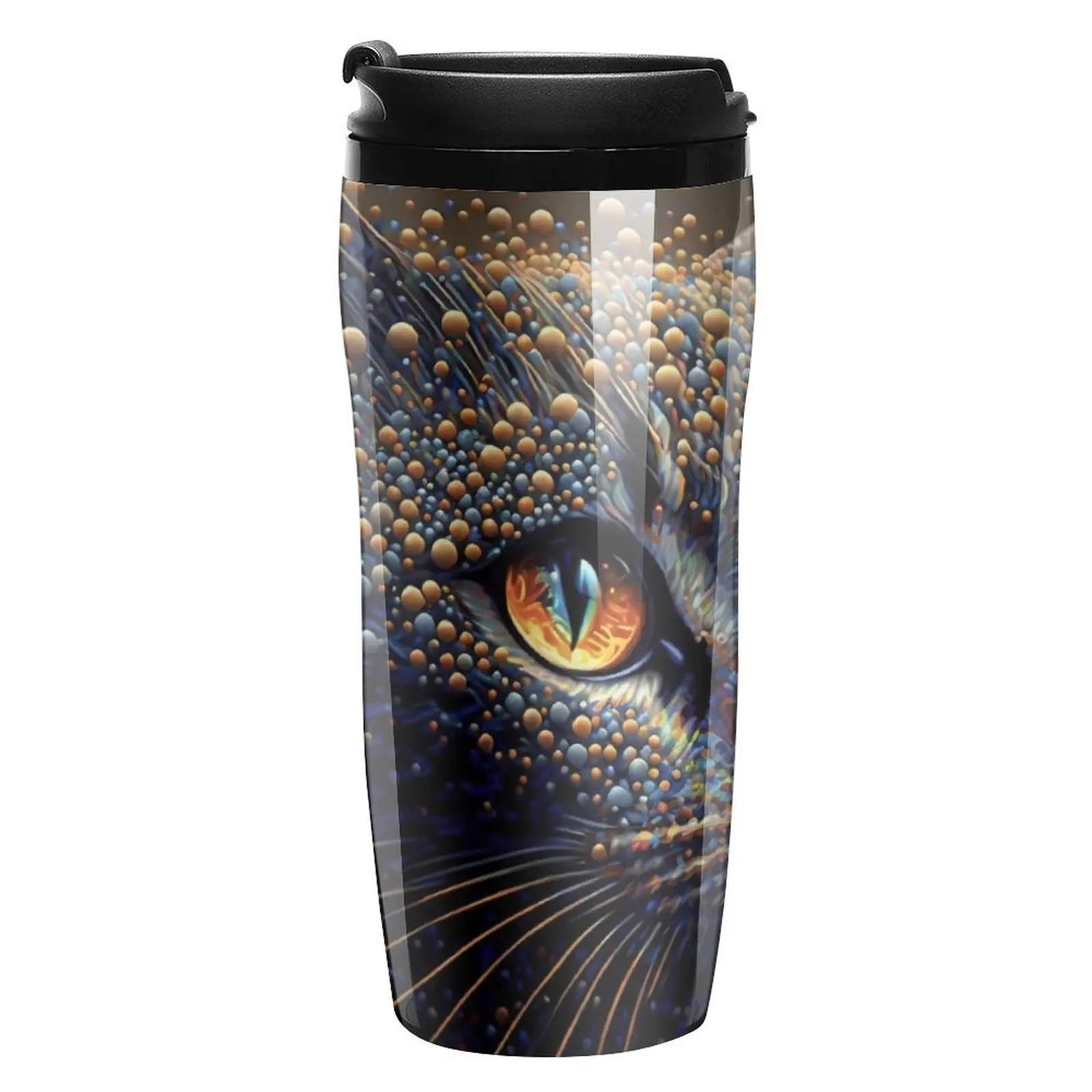 Painting Cat Coffee Mug to Go Abstract Animal Plastic Leakproof Water Bottle Customize Travelist 350ml Plastic Cup