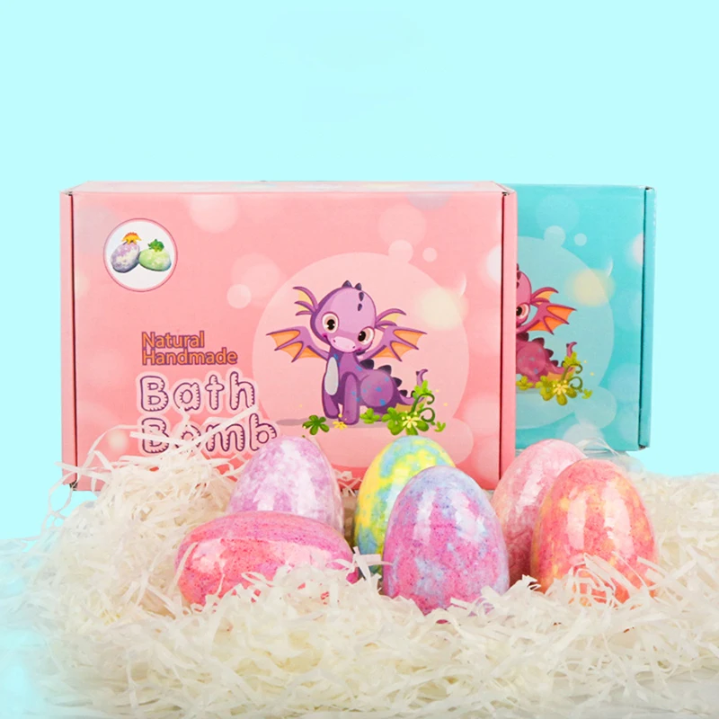 Juego de bombas de baño de huevo de dinosaurio para niños, mujeres y hombres, Set de bombas de baño naturales hechas a mano, regalo de baño de efecto maravilloso, 6 unids/set por Set