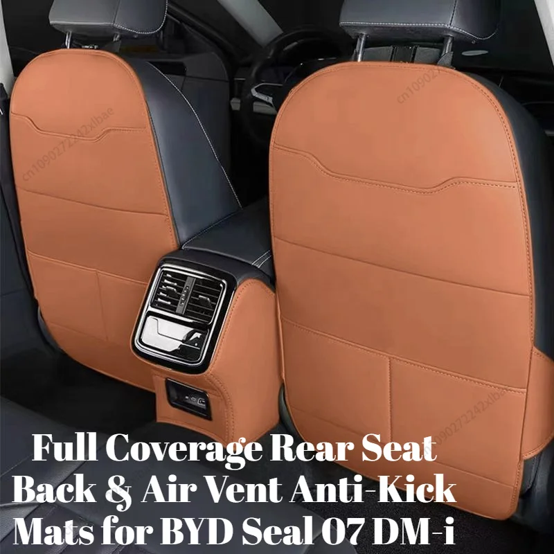 Full Coverage Seat Back Anti-Kick Mats with Air Vent Protection for BYD Seal 07 DM-i 2025-2026 Seat Back Kick Protector durable