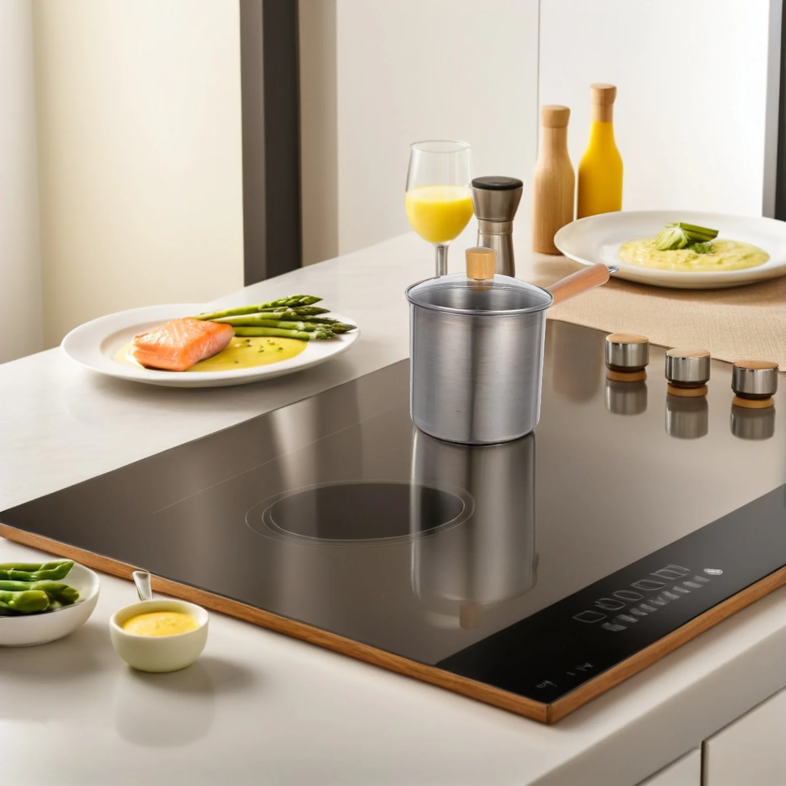 

Stainless Steel Deep Fryer Pot 3L Deep Design Reduces Oil Splashes Multi-Use Fryer for Home Kitchen Frying Fish Skewers with