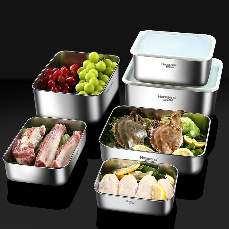 Y-243 304 Stainless Steel Picnic Box Sealed Lunch Boxes Portable Food Snacks Fruits Fresh-keeping Big-capacity storage Case