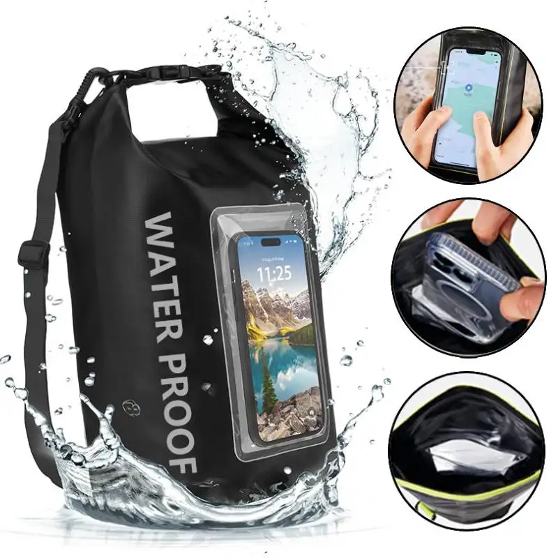 

2L Dry Bag Rolled Travel Top Backpack Touch Screen Waterproof Bag Trekking Drifting Rafting Surfing kayak Sports Hiking Rucksack