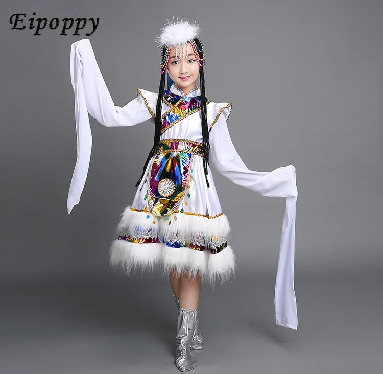 أزياء أداء رقص التبت للأطفال ، ملابس للبنات ، رياض الأطفال ، المنصة ، اللون ، عروض العروض