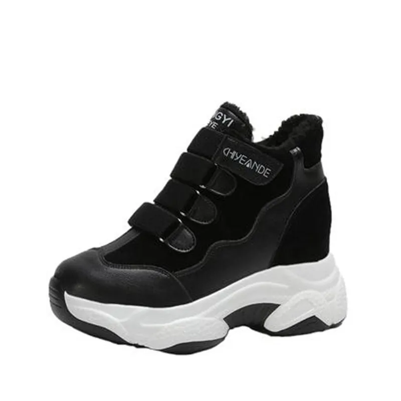 New Women Winter Fashion Clunky Sneaker Casual Fur Suede Shoes Leather Platform Plush High Dad Shoes Ladies Thick Bottom Shoes
