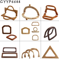 2-10PCS Square Wooden Handles For Women Replacement Purse Kiss Clasp Frame Handbag Shoulder Portable Bags DIY Sewing Accessories