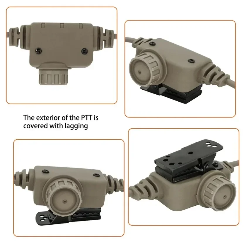 Taktyczny zestaw słuchawkowy PTT Adapter wojskowy RAC PTT Kenwood wtyczka dla Baofeng UV5R/UV82 dla Pelto Comta Airsoft słuchawki strzeleckie