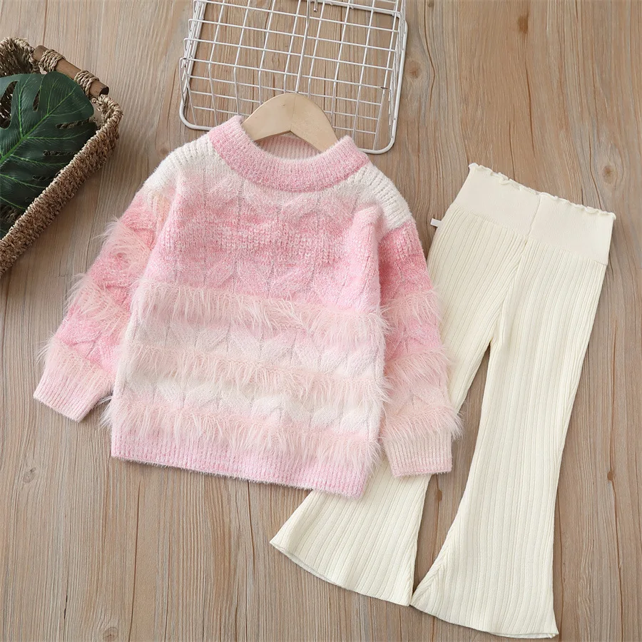 

Girls Knitted Clothes Sets Spring Autumn 2025 Children Woolen Jersey Sweaters Tops Pants 2pcs Princess Suit For Baby Outfits Kid