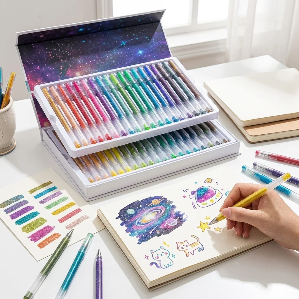 

72 Colors Glitter Gel Pen Set Professional Sparkly Drawing Pens for School Office Stationery Gift Box Art Supplies High Light