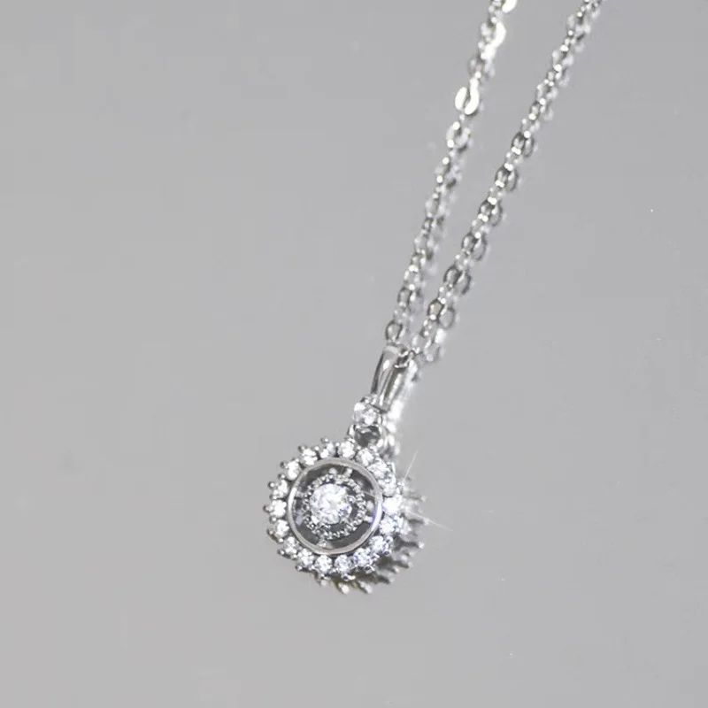18K Gold Plated Compass Pendant Necklace, 925 Sterling Silver Mini CZ Round Charm, Hypoallergenic Layering Jewelry Gift