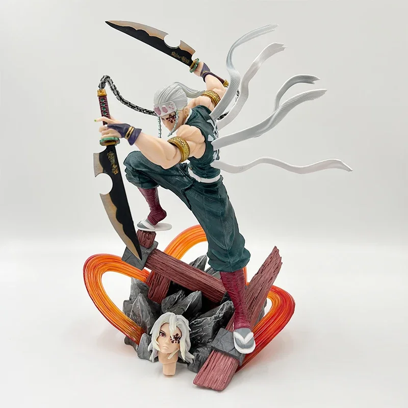 27cm Tengen Uzui Anime Figure Battle Uzui Tengen Action Figure Akaza/Muichiro Tokito/Kokushibou Figurine Collectible Model Toys