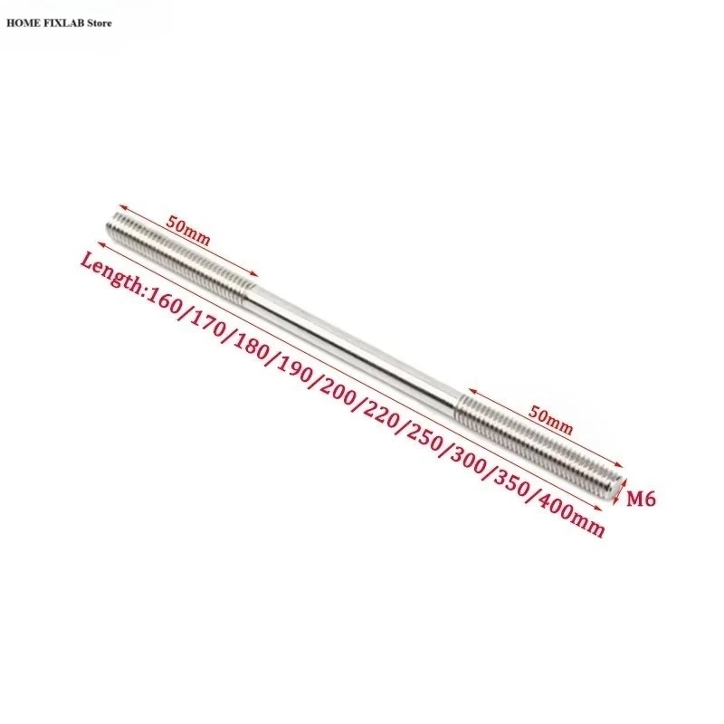 M6 Dual Threaded Metal Rod 304 Stainless Steel Precision CNC Linkage Pushrod 160-500mm for Heavy Duty RC Crawler Marine Car DIY
