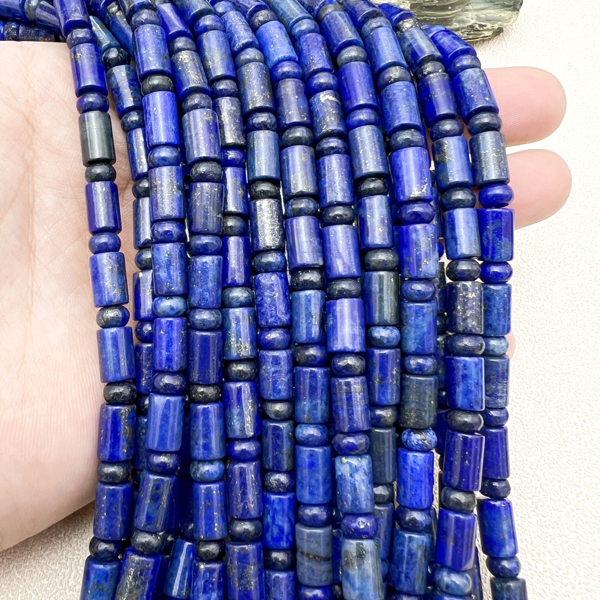 

2 нити/лот, 6x10 мм, бусины-трубки из натурального камня лазурита MY230786