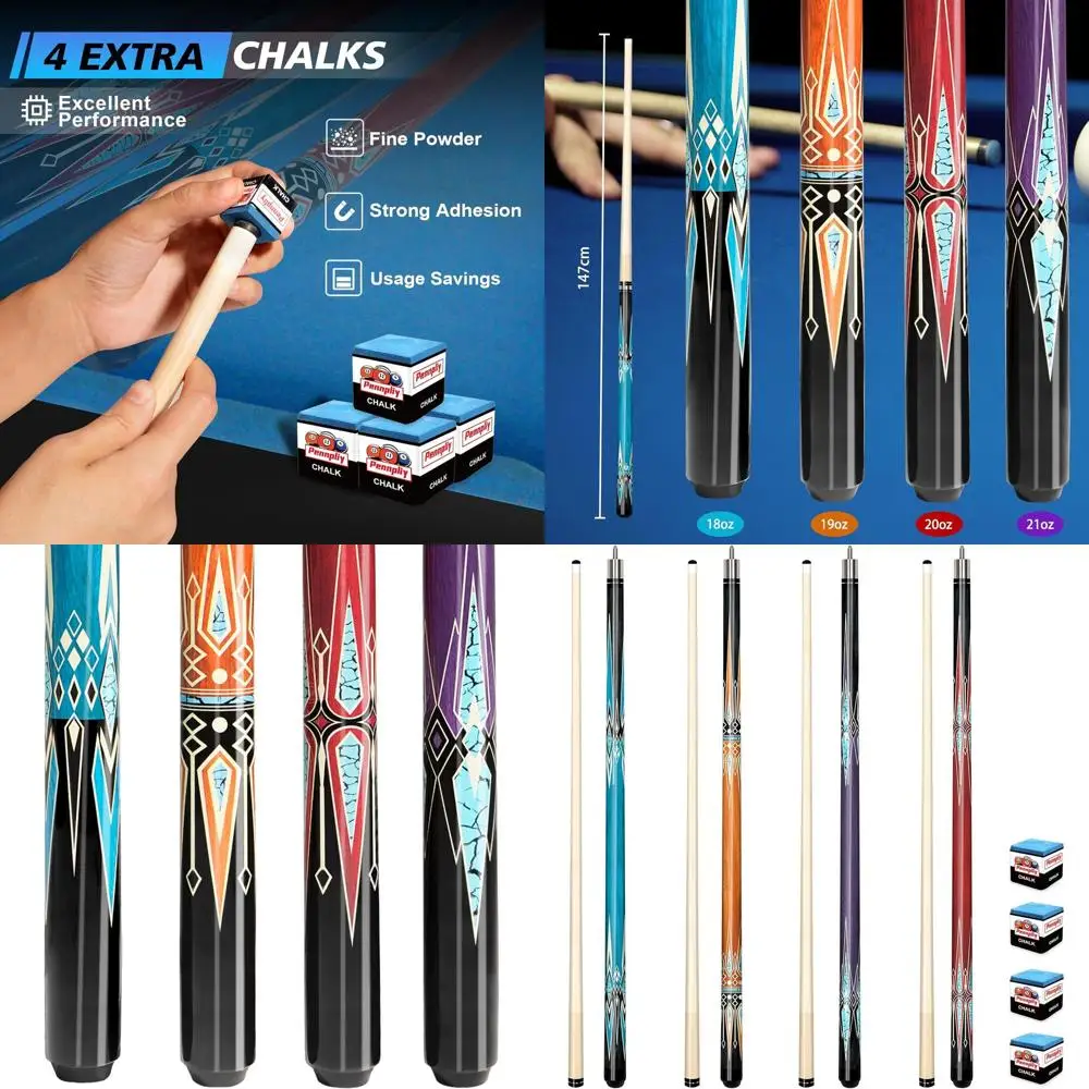 

Набор из 4 киек для взрослых с мелами, 58 палочек из клена, 18-21 унций для профессиональных игр