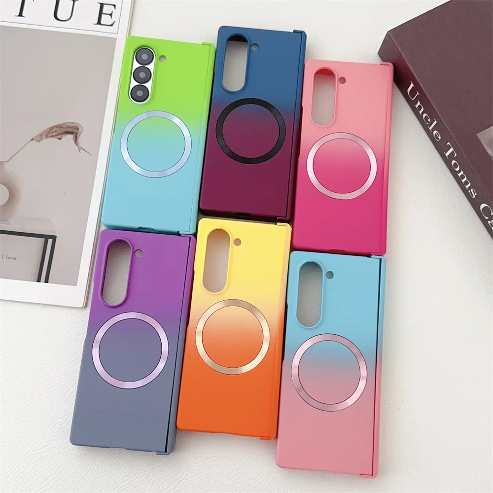 Hinge Case For Samsung Z Fold 6 Contrasting Colors Magsafe Cover For Samsung Galaxy Z Fold 5 5G fold4 3 Hard Shockroof Case