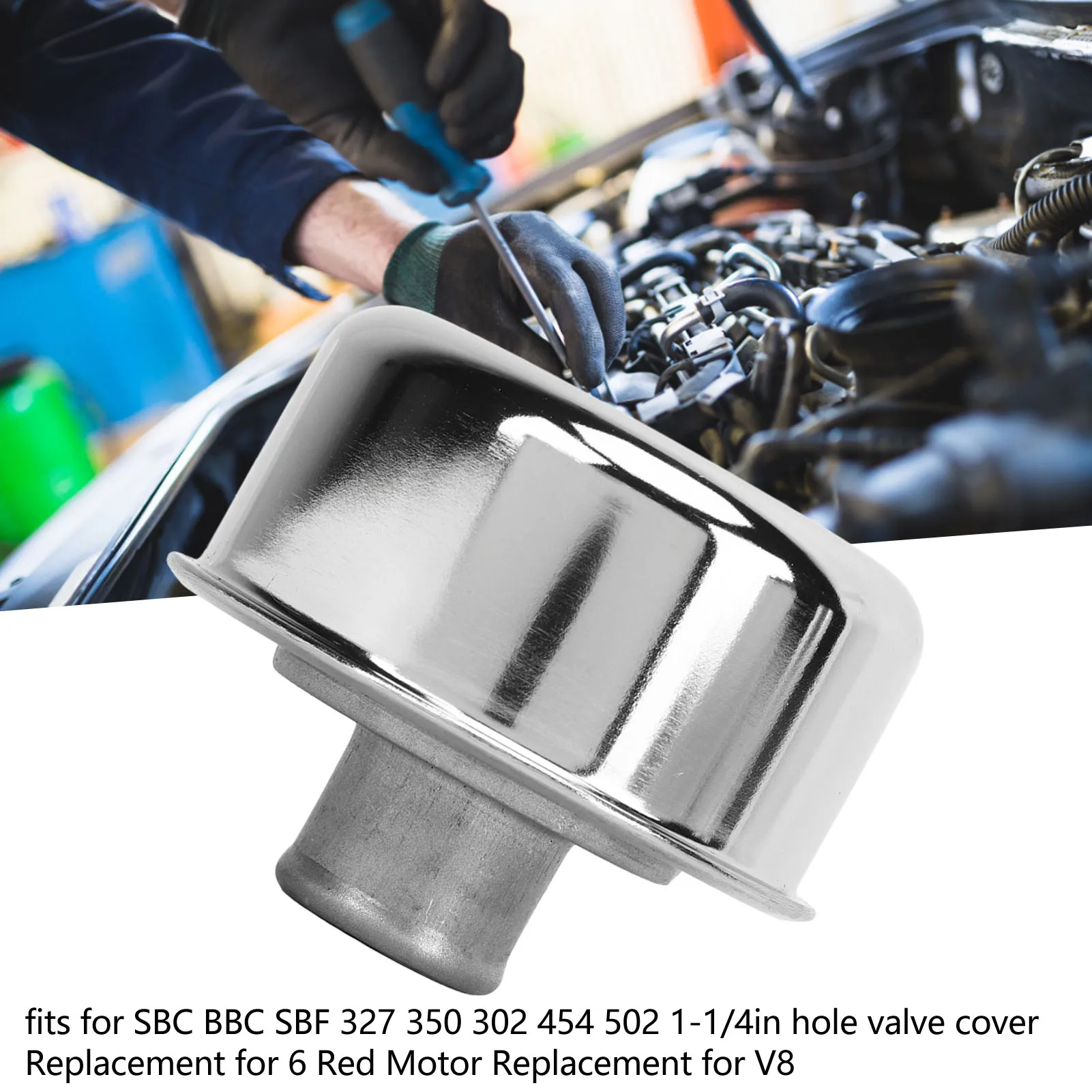 Oil Filler  Push In Style  Round Valve Cover Breather  Chrome Alloy Rustproof for SBC BBC SBF 327 350 302 454 502