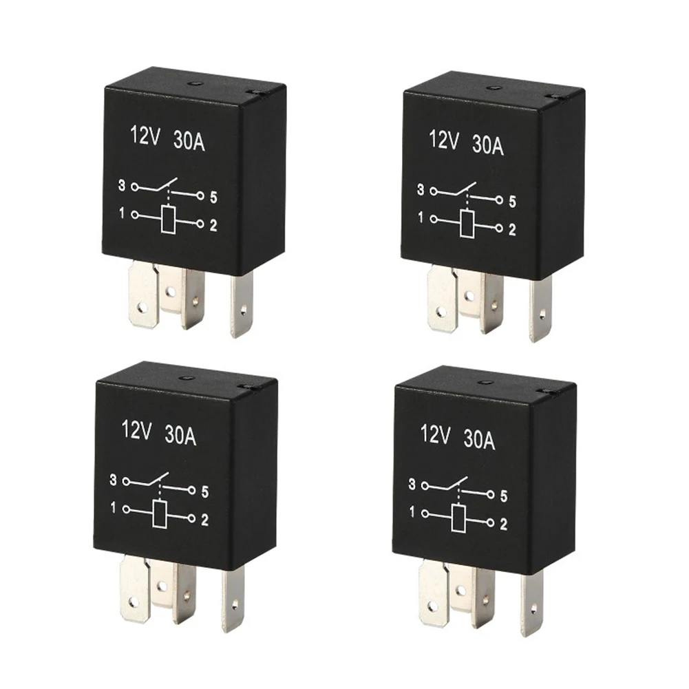 4pcs 12V 30A 4 Pin Relay for Car Electrical Systems Including Headlight Control Fuel Pump Operation and Radiator Fan Activation