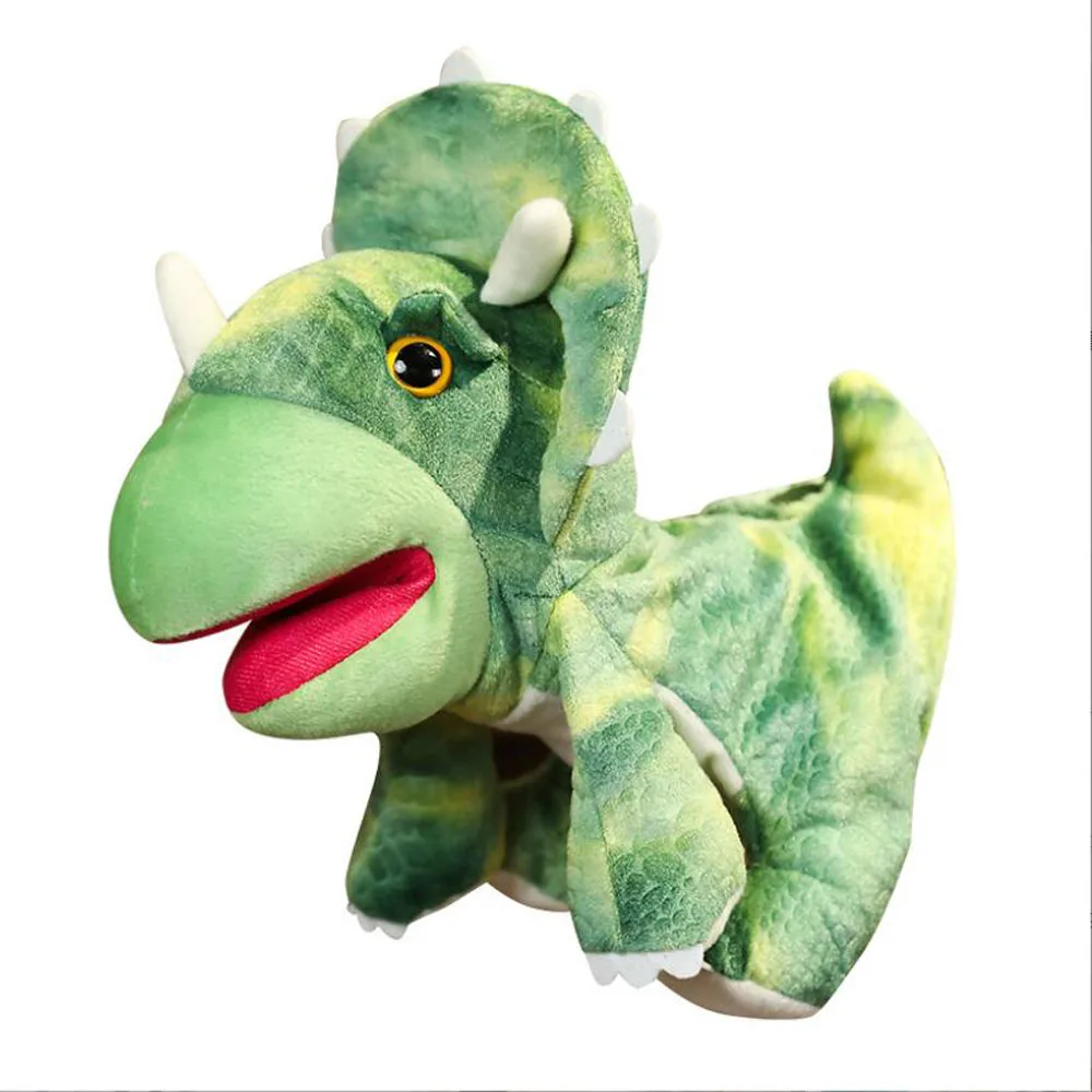 Triceratops Dinosaur Open Mouth Children Hand Puppet Plush Toy