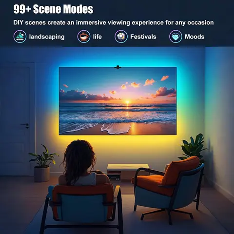 Striscia LED RGBIC retroilluminata per PC/TV con sensore di acquisizione colore Striscia luminosa USB SYNC musicale Bluetooth per atmosfera di gioco