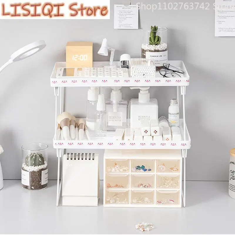 

New Cabinet Counter Metal Shelf Organizer Storage Tray Kitchen Bathroom Stackable Spice Rack for Countertop Desk Pantry