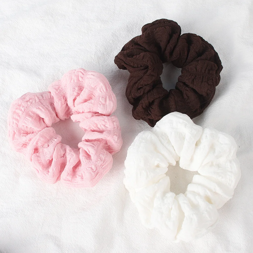 New Folds Fabric Solid Scrunchies Elastic Hair Bands Women Girls Soft Sweet Headbands Simple Ponytail Holder Hair Accessories