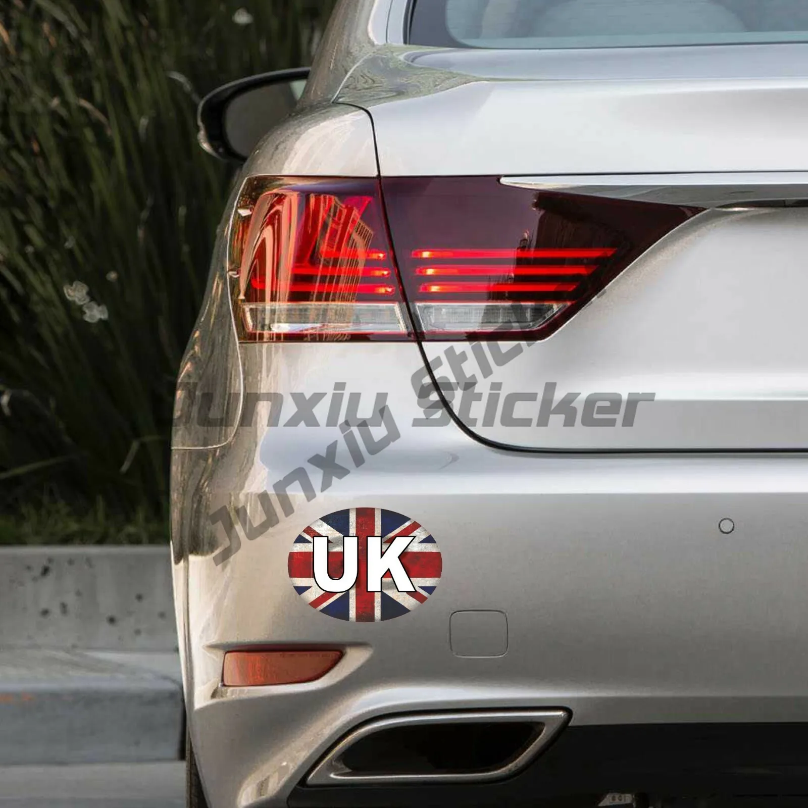 UK Car Stickers Union Jack Grunge Flag Oval Self-Adhesive Vinyl Car Van Lorry