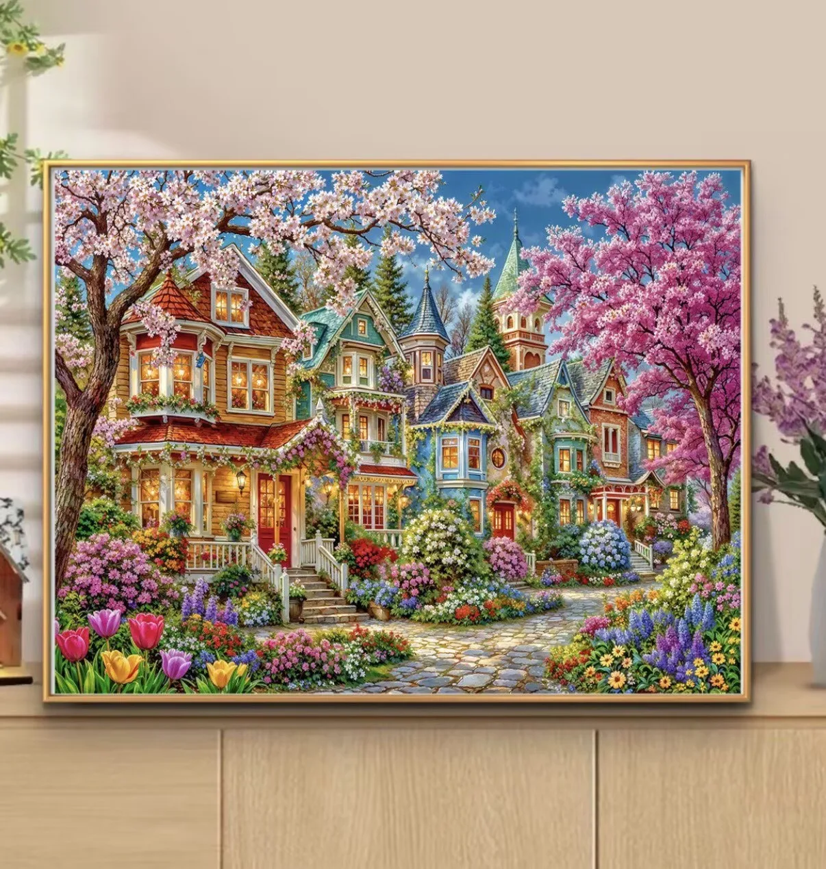 

9ct 115x85cm Spring Villa Embroidery DIY Chinese Style Printed Kits Cross Stitch Needlework Sets Home Decor Crafts New 71 Colors
