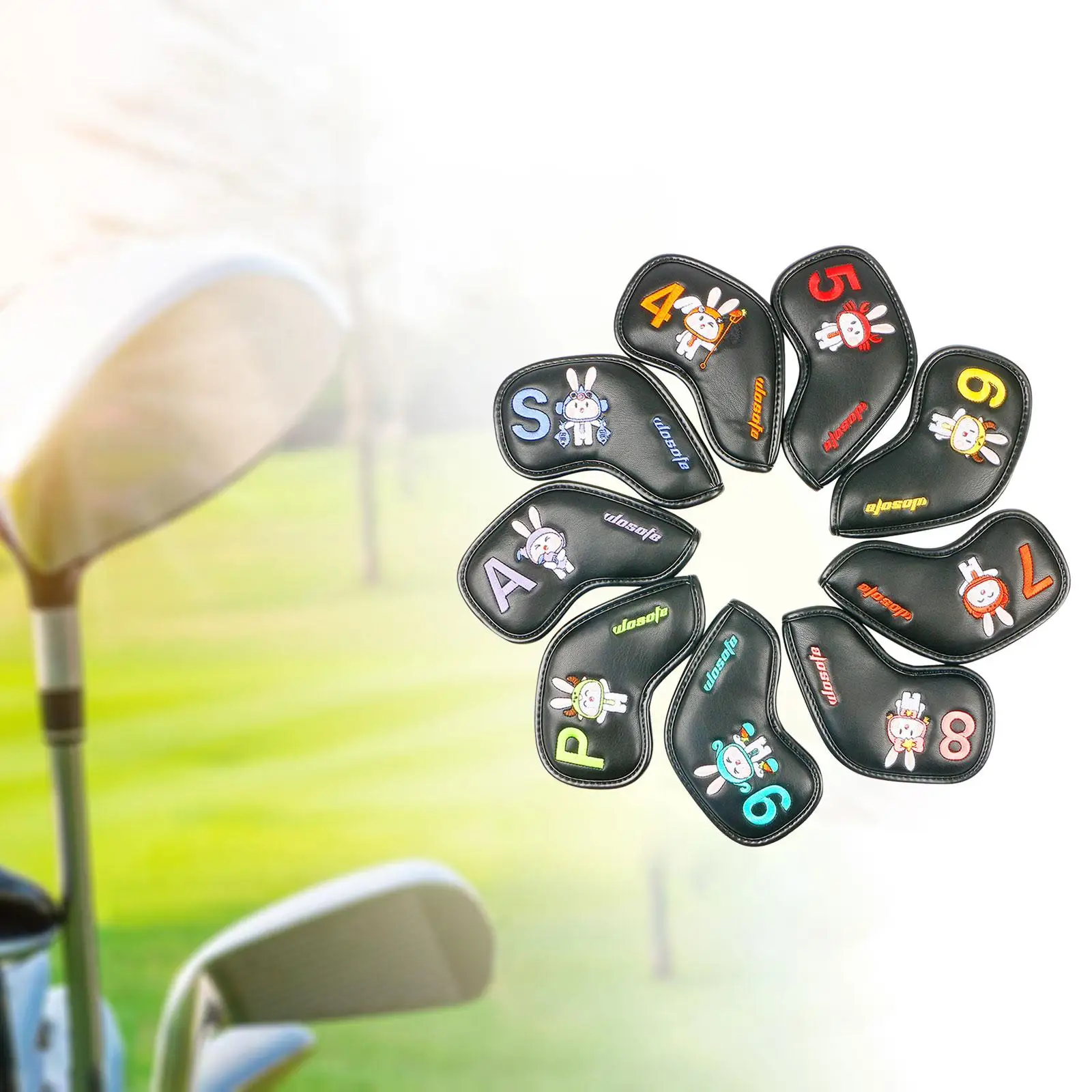 9Pcs Golf Iron Club Head Covers Set, Lightweight Golf Wedge Covers Set Cute Golf