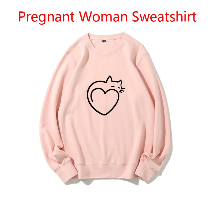 

Spring Autumn Sweaters Maternity Women Customized Cat Love Funny Print Idea Cool Pregnant Woman Sweatshirt DIY Add Your Design