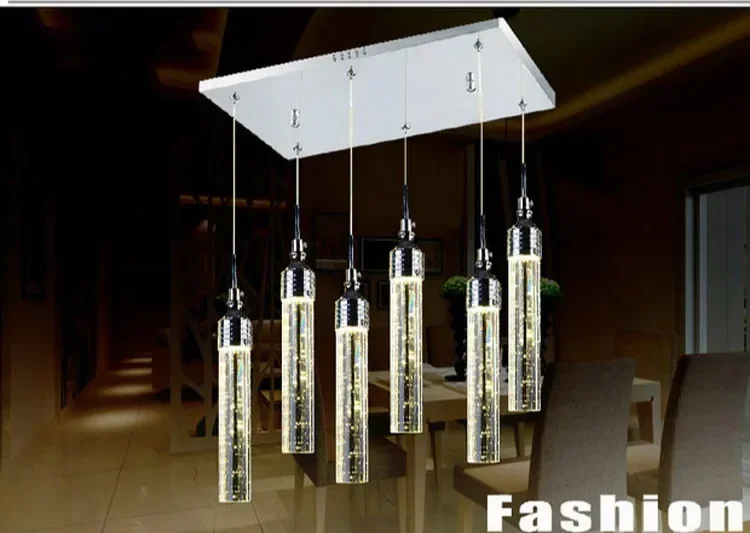 Bubble crystal column restaurant lamp chandelier led modern simple bar lamp personality creative stainless steel