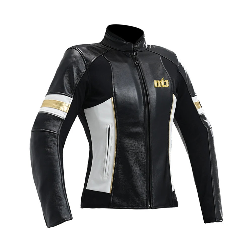 Veste d'équitation de moto en cuir pour femme, cuir de vachette, rétro, cyclisme, décontracté, anti-chute, quatre saisons