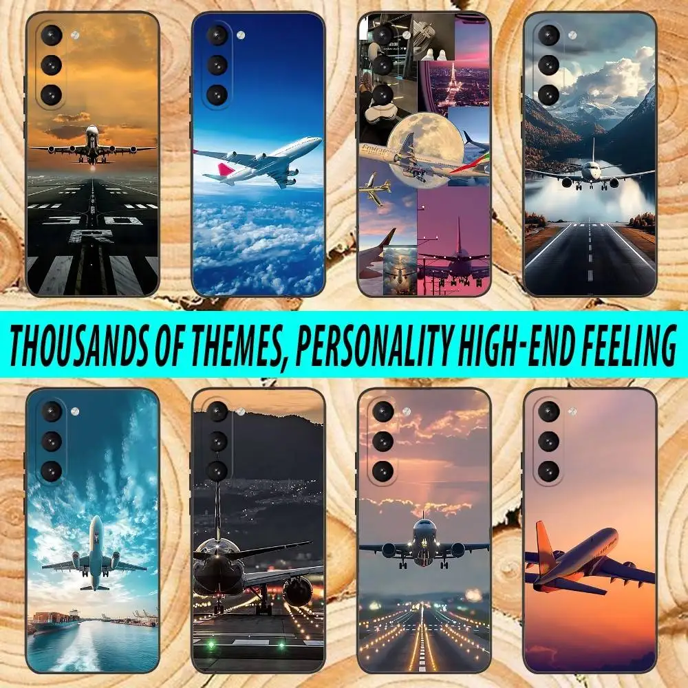 

Airplane Airliner Plane Aircraft Phone Case For Samsung Galaxy A 91,80,73,72,71,53,52,51,22,5G Soft Black Cover
