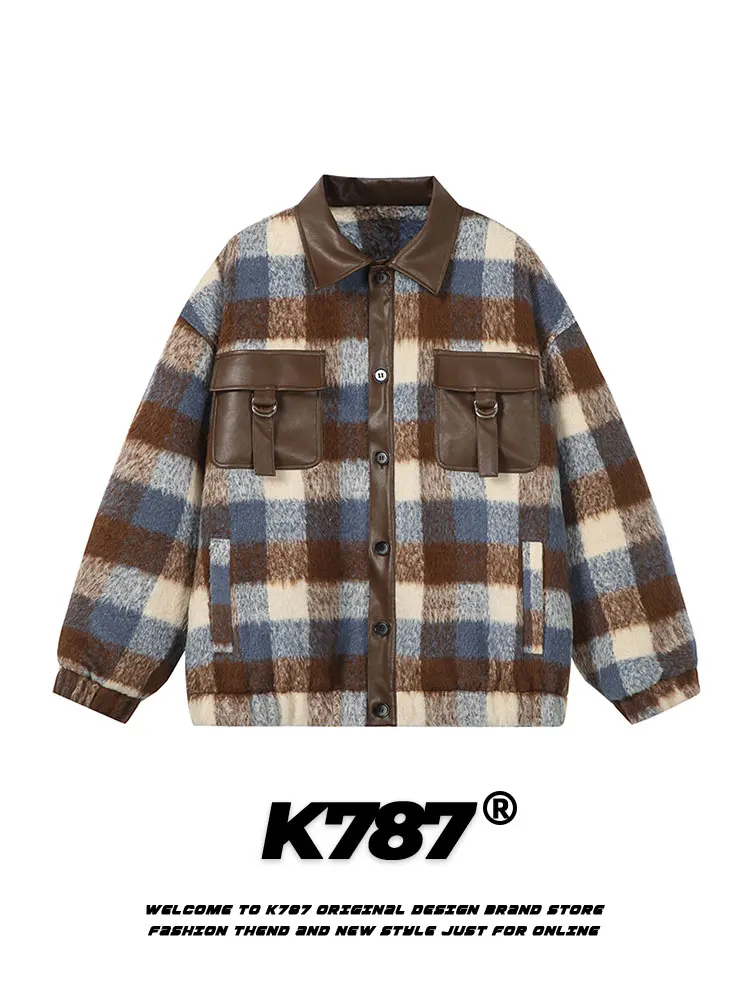 

American Retro Plaid Cotton Jaet Men's High Street Versatile Winter Couple's Coat Youth ulari Loose Fit Long Sve