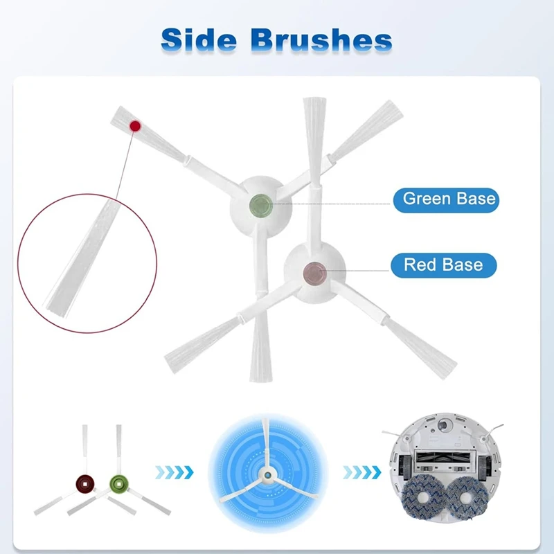 20 buah untuk Ecovacs Deebot T20 Omni menyapu Aksesori Robot sisi utama sikat debu tas pel pembersih bagian pengganti
