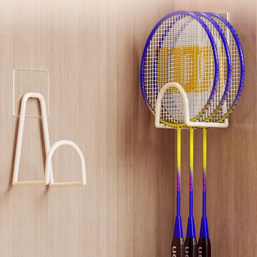 

Wall-Mounted Badminton Racket Rack Punch Free Adhesive Tennis Racket Shelf Metal Pickleball Rackets Wall Holder