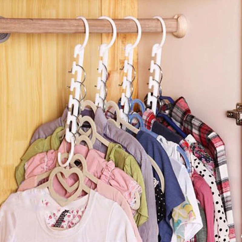 1Piece Multifunctional 9-Hole Clothes Hanger Storage Artifact Folding Hanger Drying Racks Scarf Clothes Storage Home Organizer