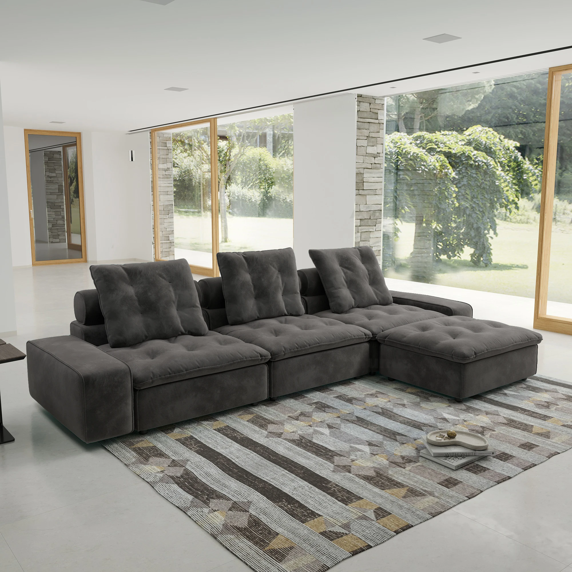 Factory Pet-Friendly Scratch Resistant Velvet Fabric Modular Sectional Miami Sofa Set Anti-scratch and Cat Claw Couch