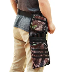 Archery 4 Arrow Tube Reverse Arrow Quiver Hip Storage Bag Arrows Holder Rack with Pocket Pouch for Hunting Target Practicing