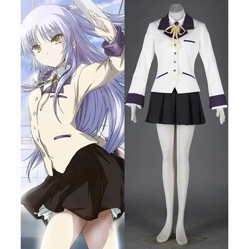 Anime Angel Beats Tachibana Kanade Cosplay Uniform Suit Fashion Women Girls Halloween Costumes Custom-made Free Shipping