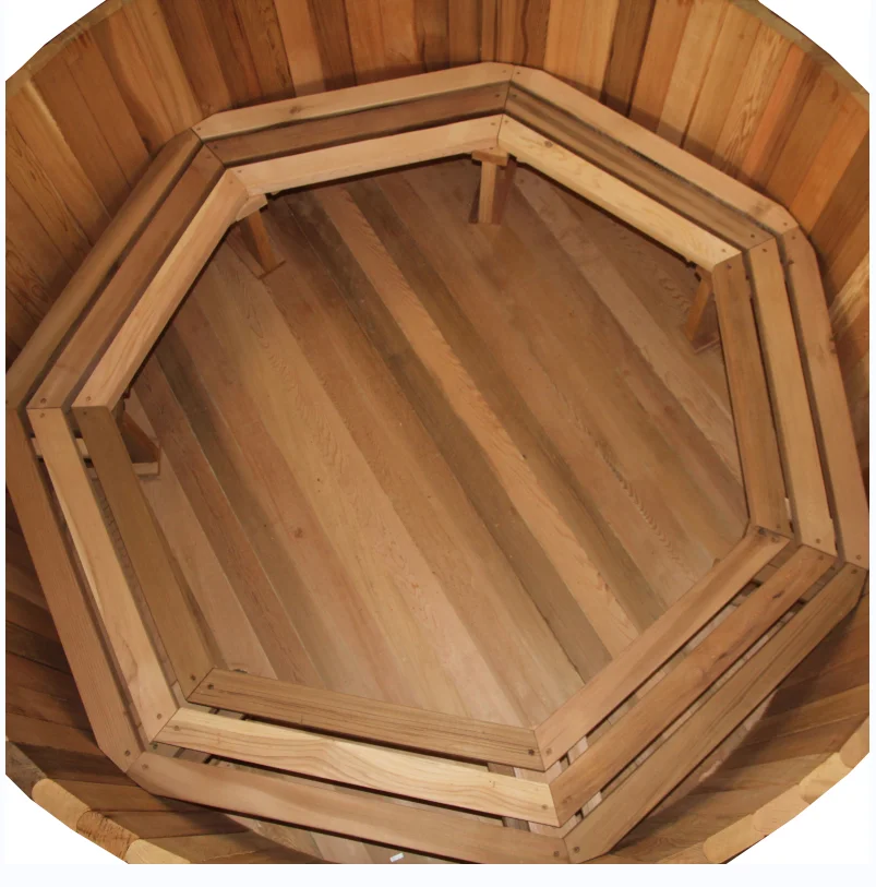 Coofull 3/4/6/8 Persons  Inflatable Wood Fired Hot Tub SPA Clear Cedar Bathtub